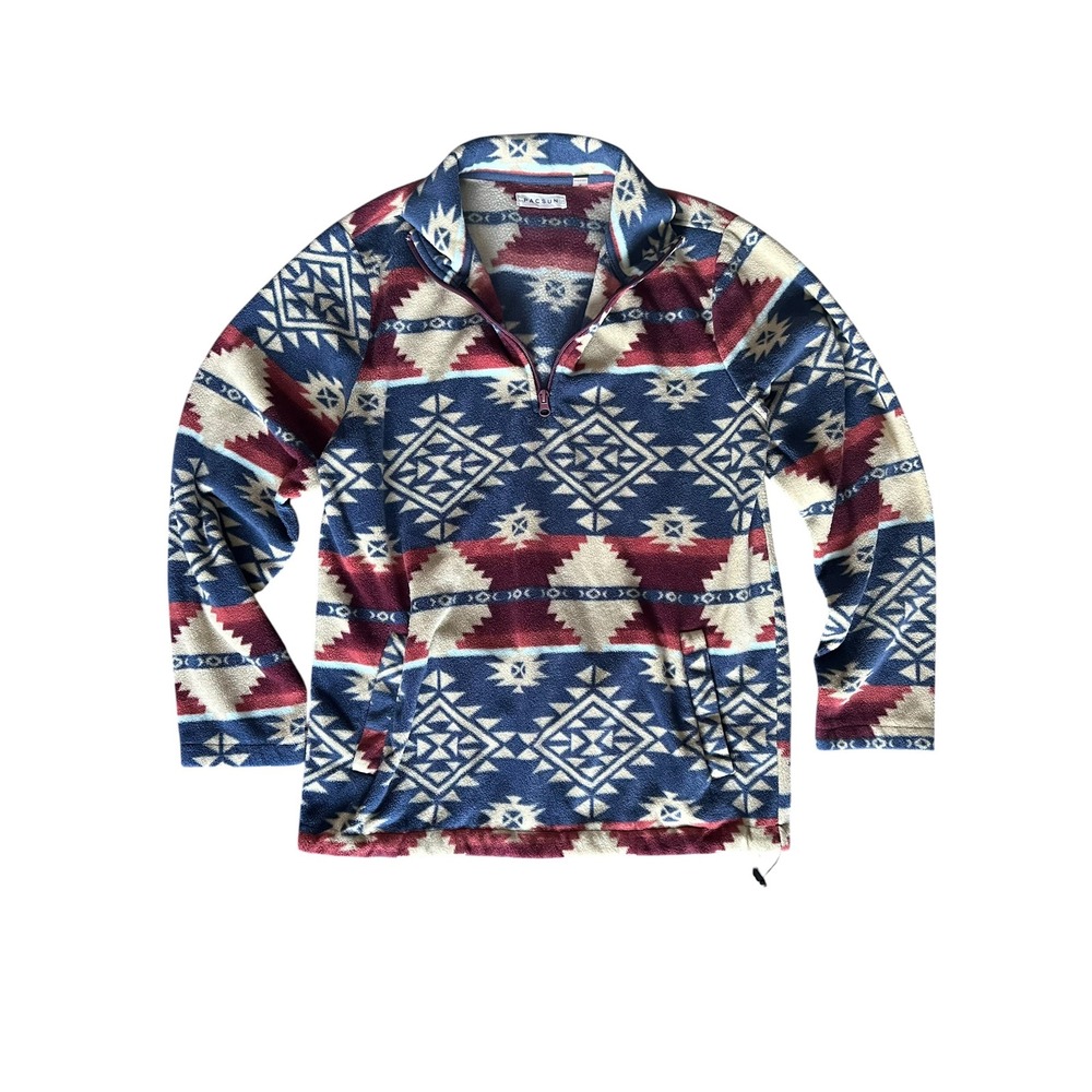 PacSun‎ Aztec Southwestern Fleece Quarter Zip Pullover Mens/Unisex Size Small